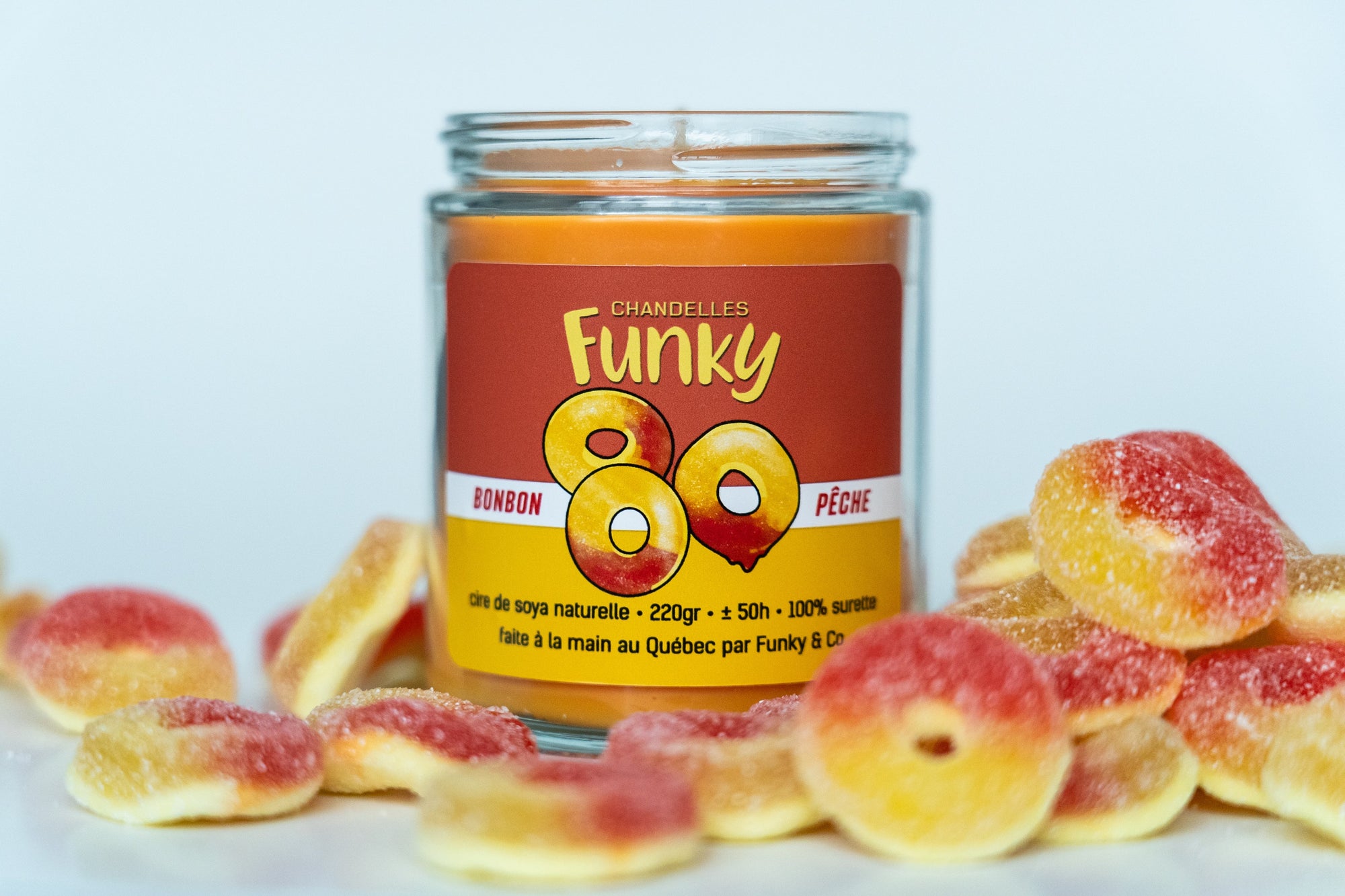 Chandelle Bonbon pêche - Funky - Funky & Co.